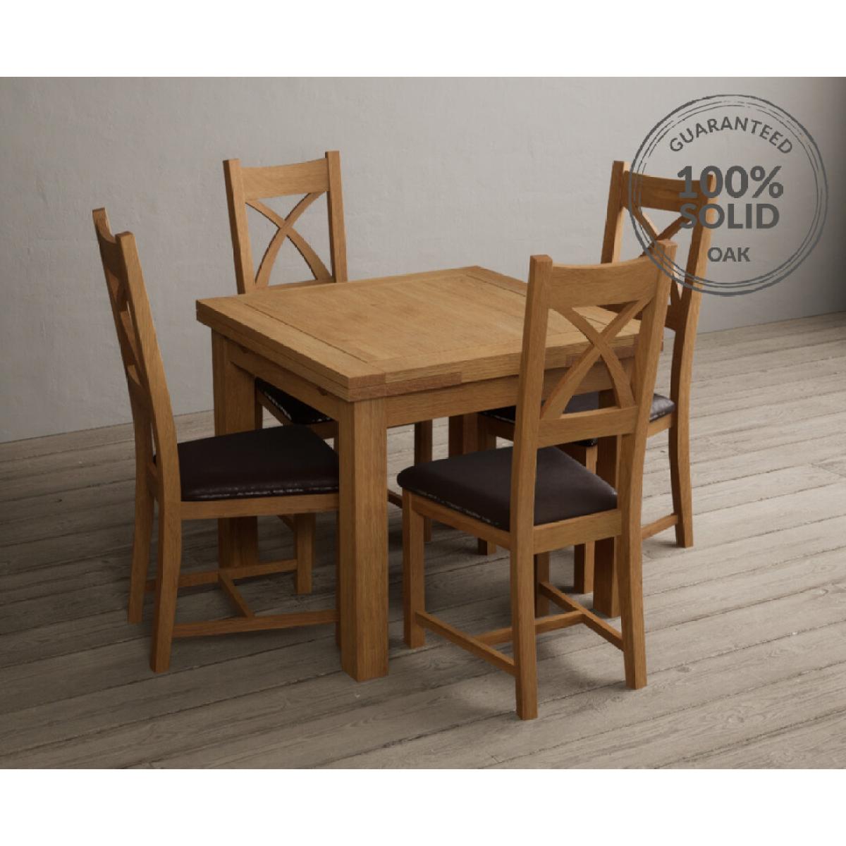 Extending Buxton 90cm Solid Oak Dining Table with 6 Blue Natural Solid Oak Chairs – image 13