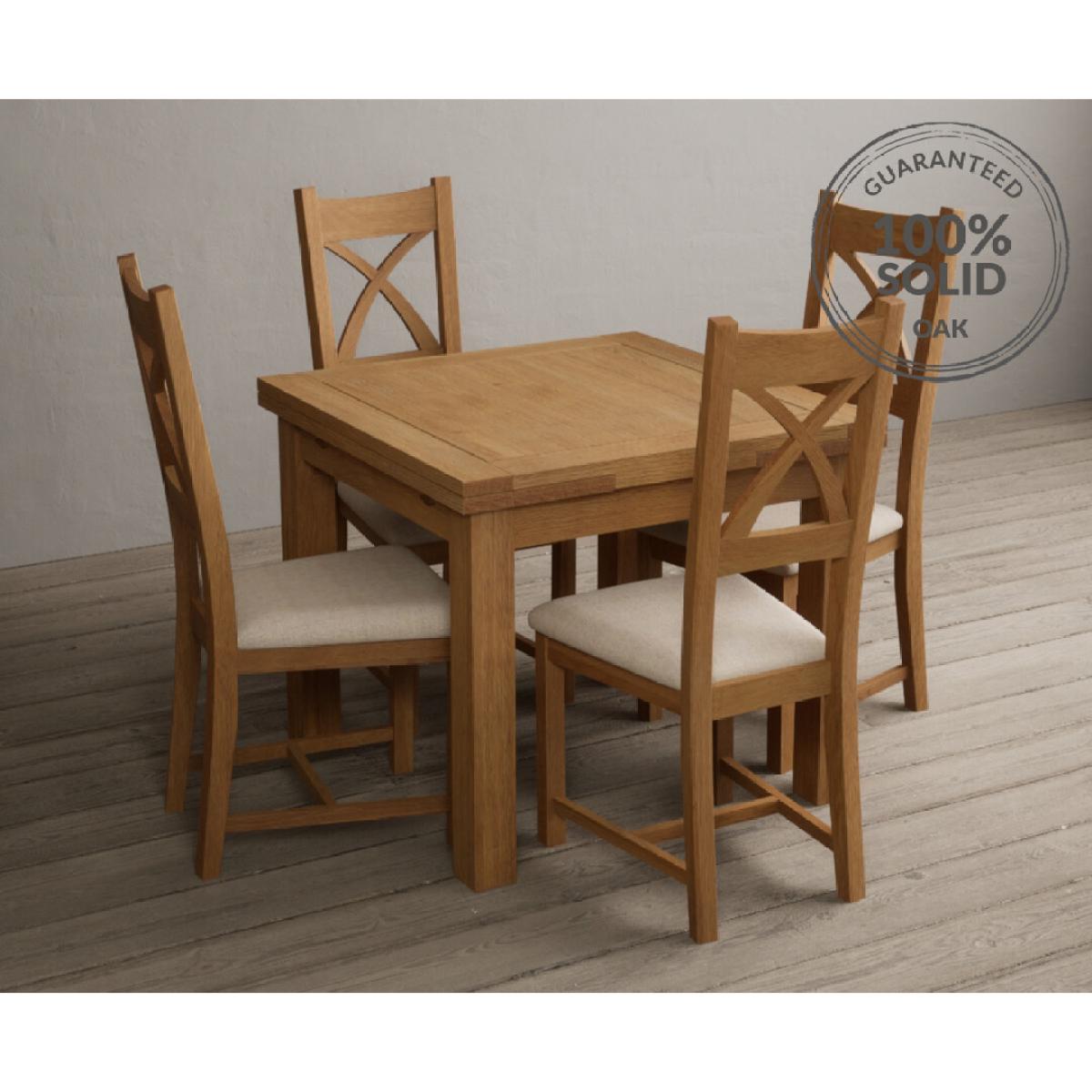 Extending Buxton 90cm Solid Oak Dining Table with 6 Blue Natural Solid Oak Chairs – image 15