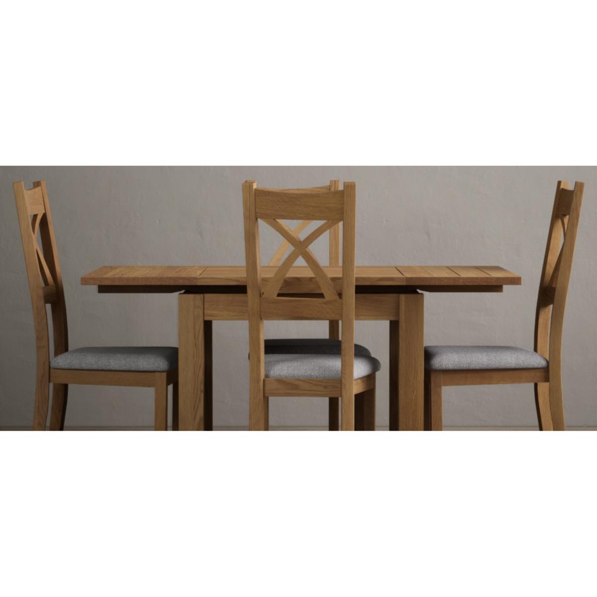 Extending Buxton 90cm Solid Oak Dining Table with 6 Blue Natural Solid Oak Chairs – image 17