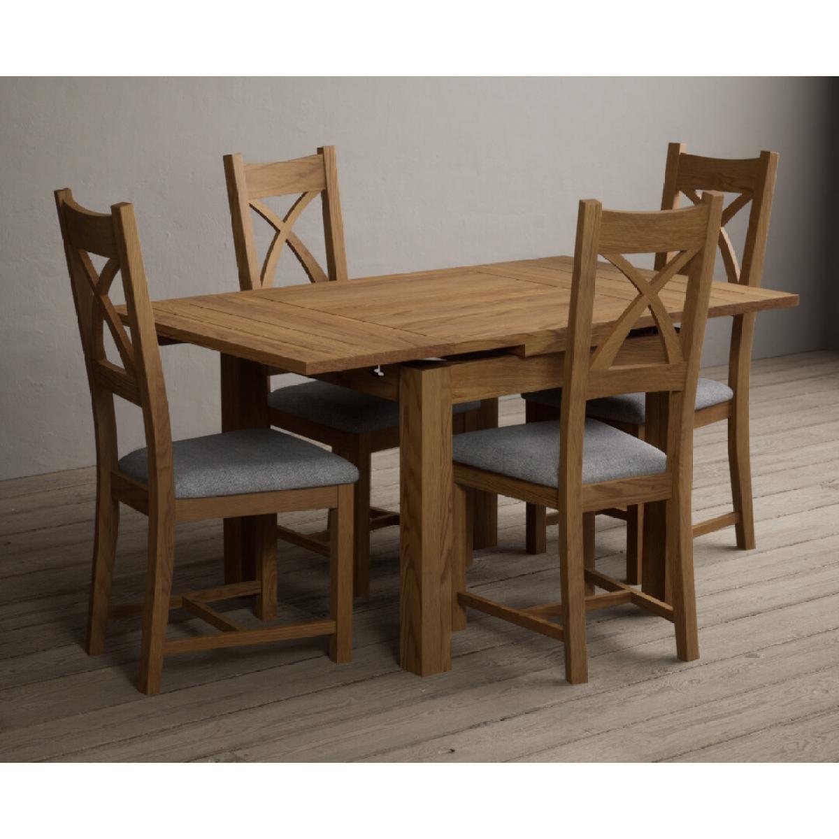 Extending Buxton 90cm Solid Oak Dining Table with 6 Blue Natural Solid Oak Chairs – image 4