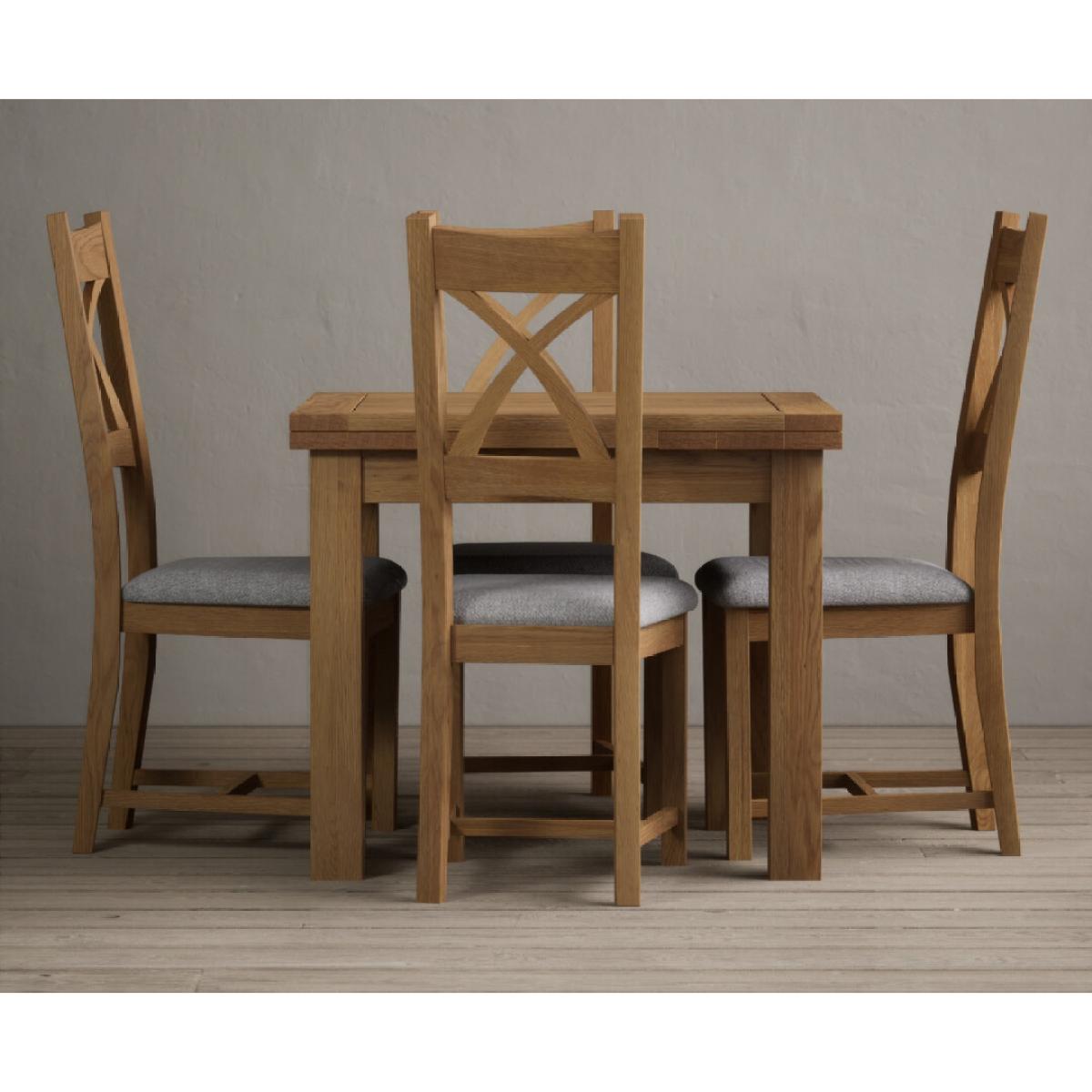 Extending Buxton 90cm Solid Oak Dining Table with 6 Blue Natural Solid Oak Chairs – image 6