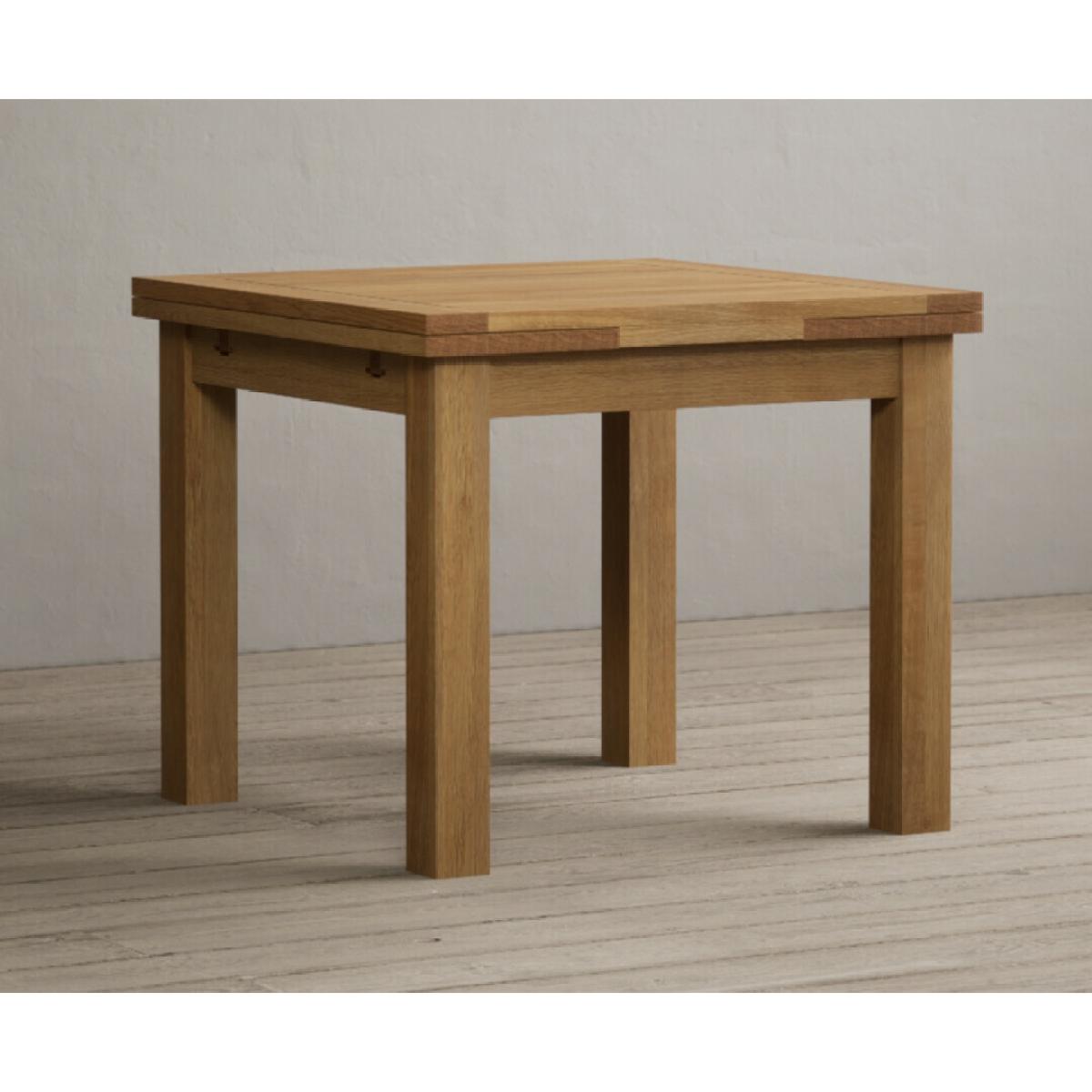 Extending Buxton 90cm Solid Oak Dining Table with 6 Blue Natural Solid Oak Chairs – image 7