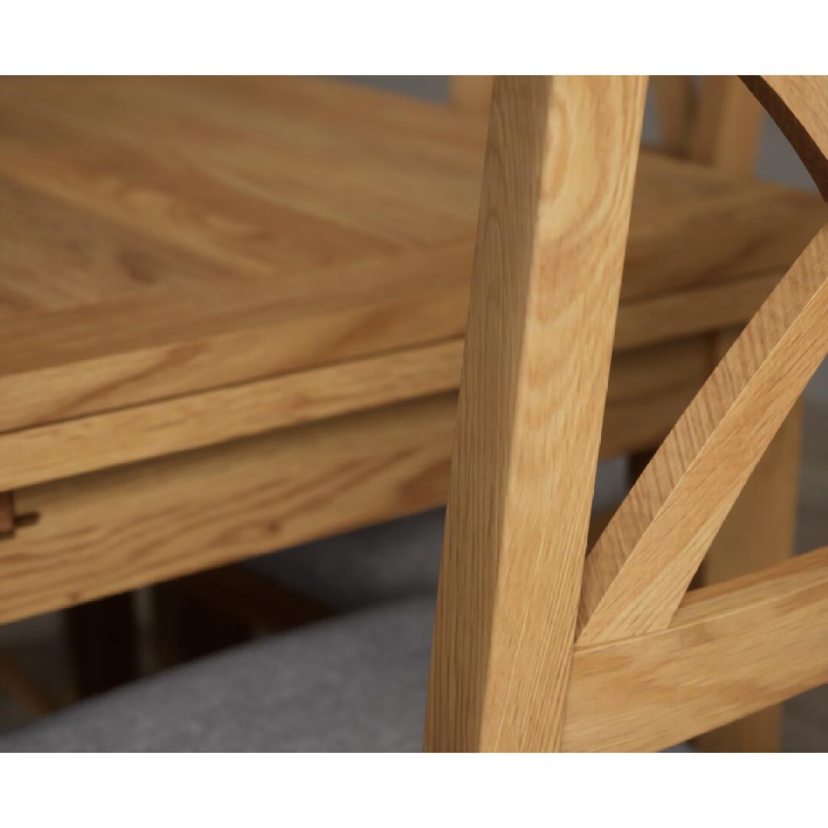 Extending Buxton 90cm Solid Oak Dining Table with 6 Blue Natural Solid Oak Chairs – image 10