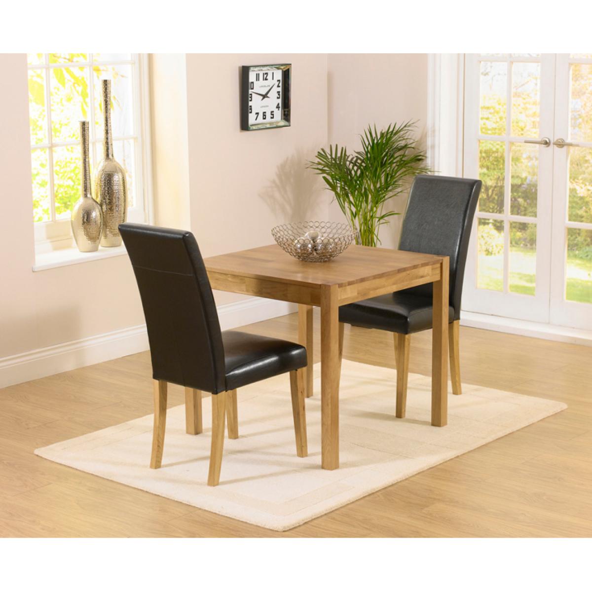 Oxford 80cm Solid Oak Dining Table With 4 Brown Albany Chairs – image 2