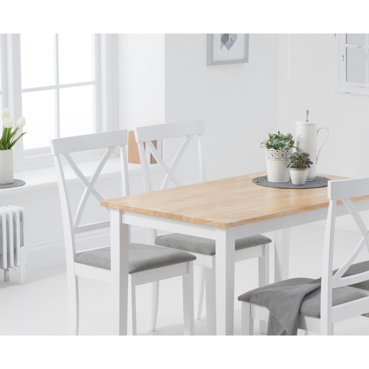 Chiltern 114cm Oak and White Table with Epsom Chairs with Grey Fabric Seats - Oak and White, 4 Chairs – image 2