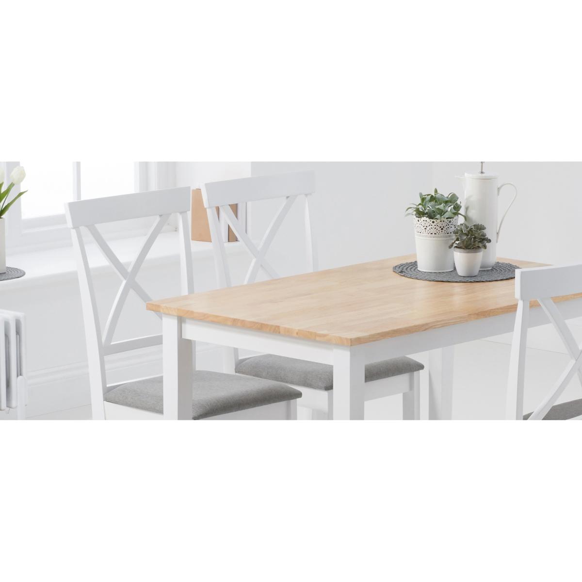Chiltern 114cm Oak and White Table with Epsom Chairs with Grey Fabric Seats - Oak and White, 4 Chairs – image 7