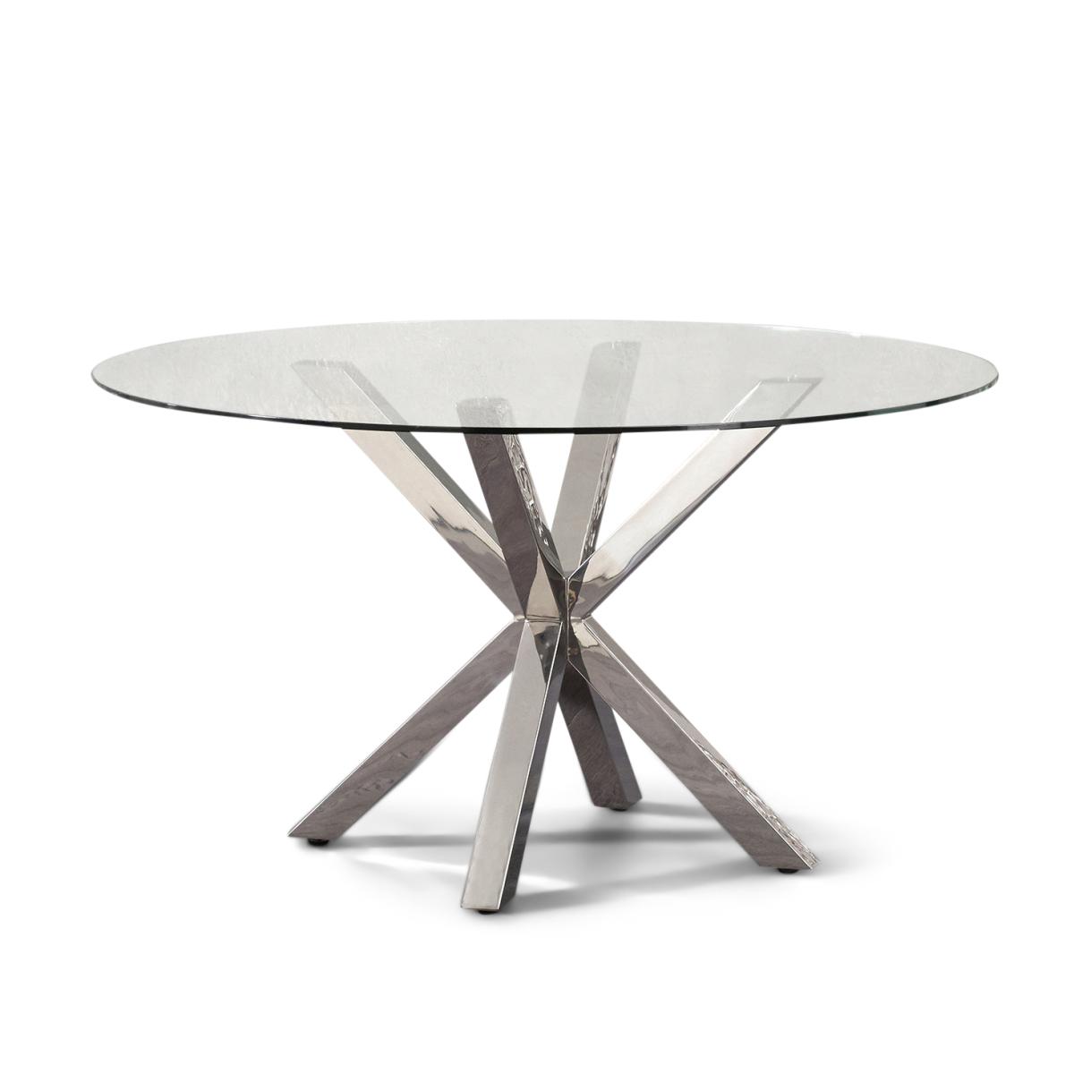 Rio Round Glass Dining Table With 6 Ivory White Cavello Chairs – image 14