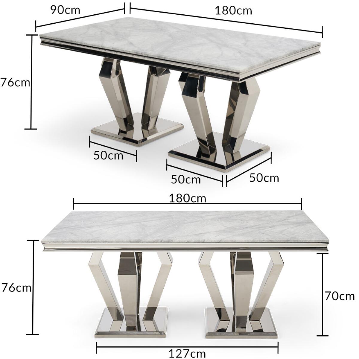 Viscount 180cm Marble Dining Table With 8 Grey Sienna Velvet Chairs – image 18