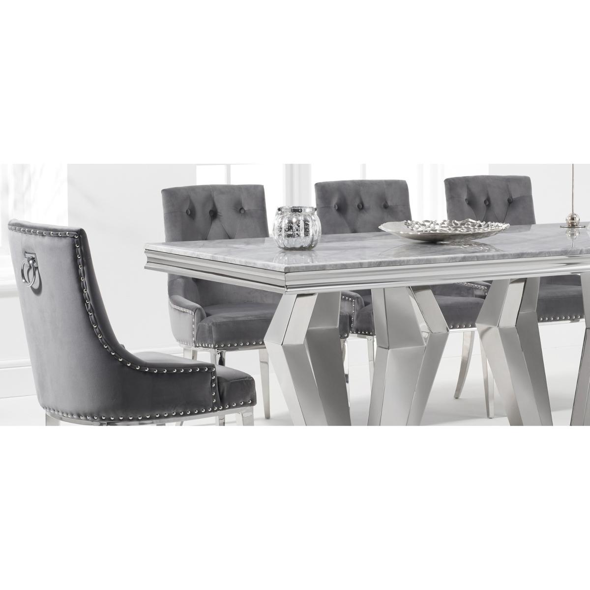 Viscount 180cm Marble Dining Table With 8 Grey Sienna Velvet Chairs – image 8