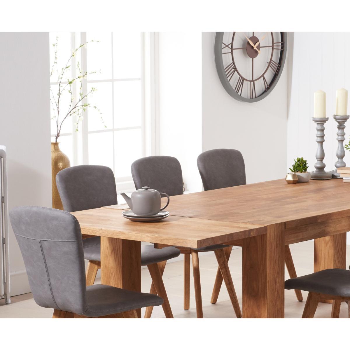 Madrid 200cm Extending Oak Table With Tivoli Faux Leather Chairs - Brown, 6 Chairs – image 2