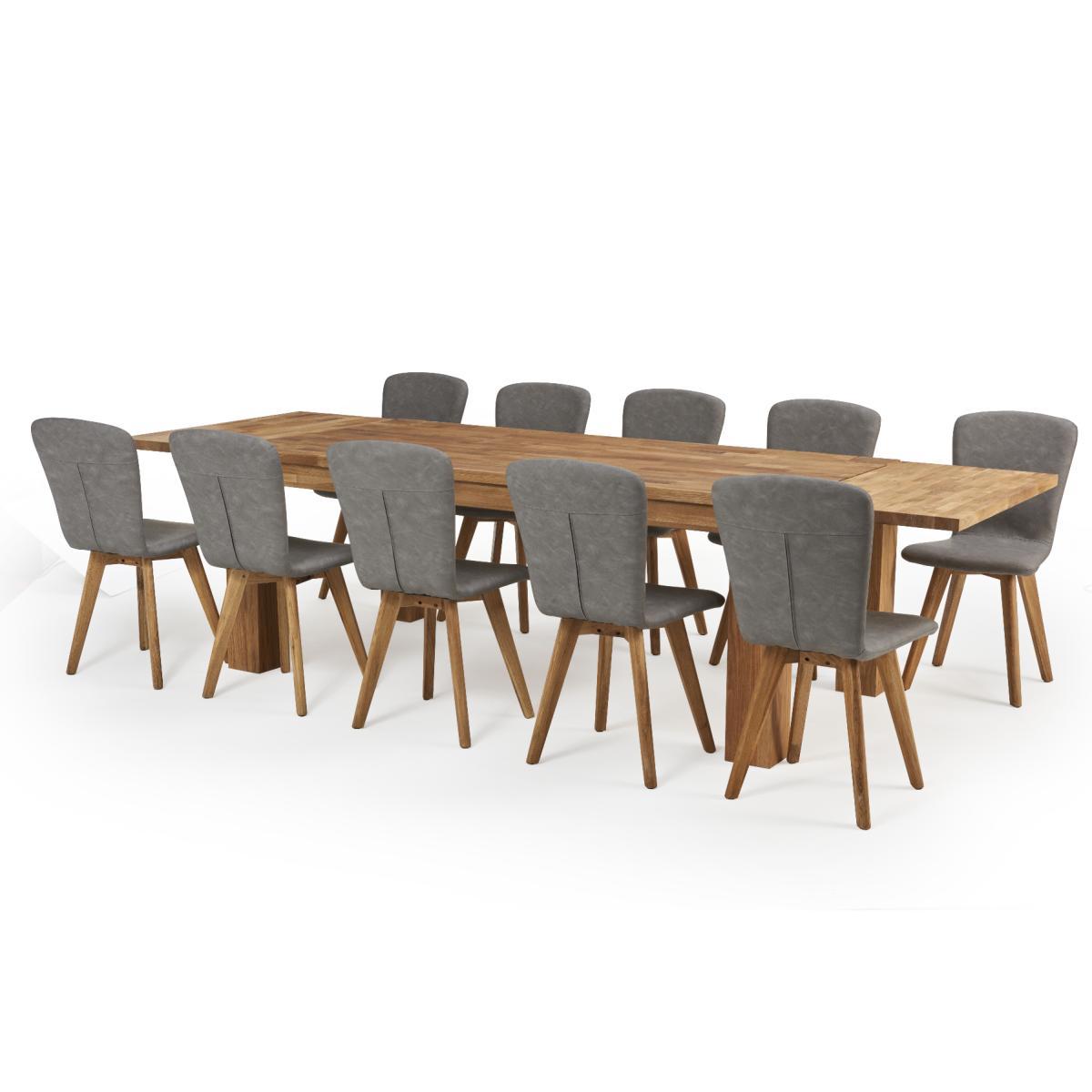 Madrid 200cm Extending Oak Table With Tivoli Faux Leather Chairs - Brown, 6 Chairs – image 11