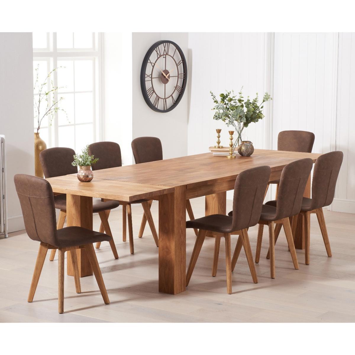 Madrid 200cm Extending Oak Table With Tivoli Faux Leather Chairs - Brown, 6 Chairs – image 3