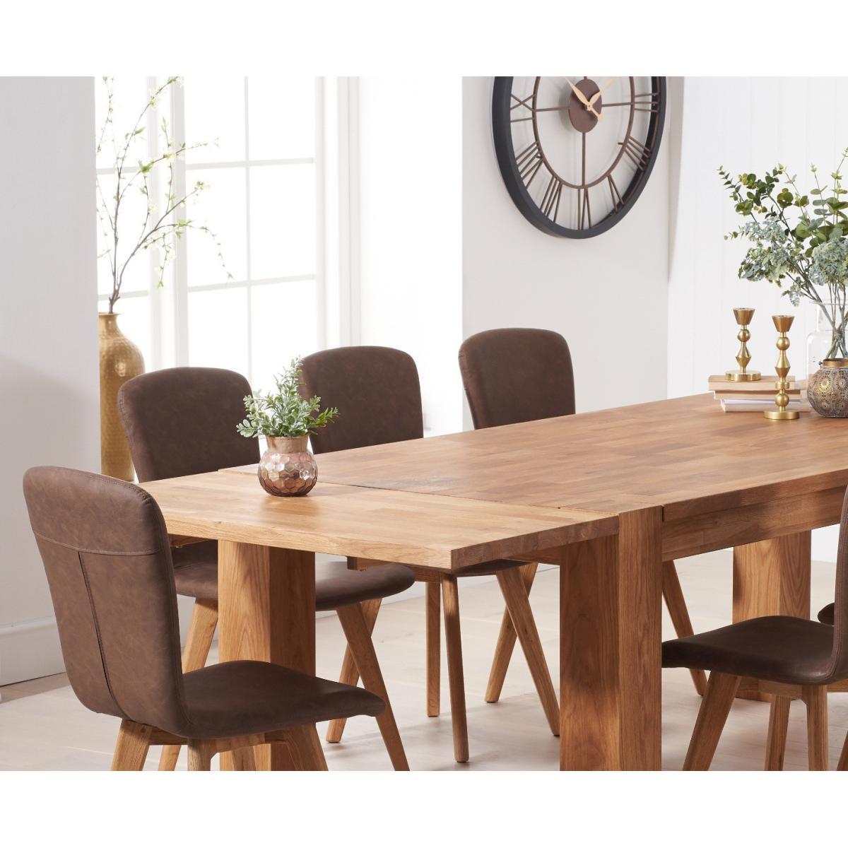Madrid 200cm Extending Oak Table With Tivoli Faux Leather Chairs - Brown, 6 Chairs – image 4