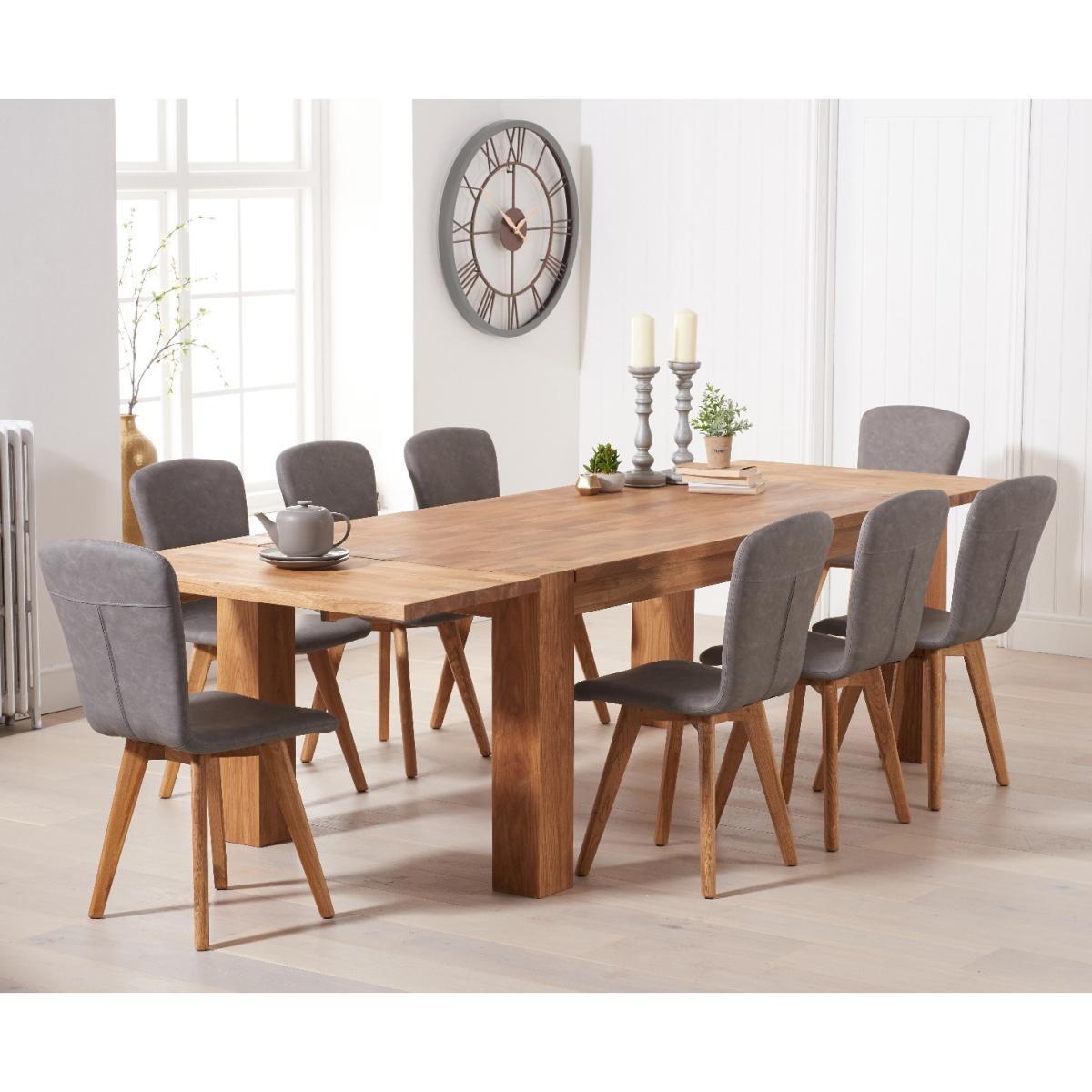 Madrid 200cm Extending Oak Table With Tivoli Faux Leather Chairs - Brown, 6 Chairs – image 1