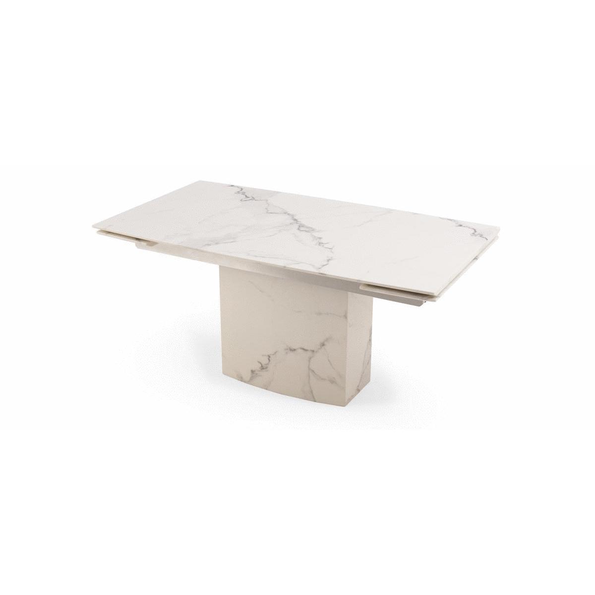 Metropolis 160cm Extending White Marble Dining Table With 8 Grey Freya Chairs – image 25