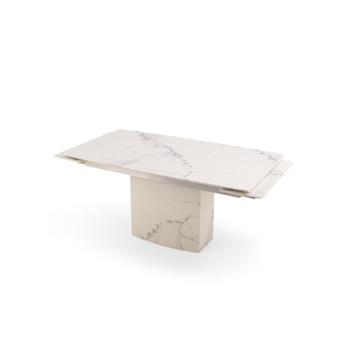 Metropolis 160cm Extending White Marble Dining Table With 8 Grey Freya Chairs – image 7
