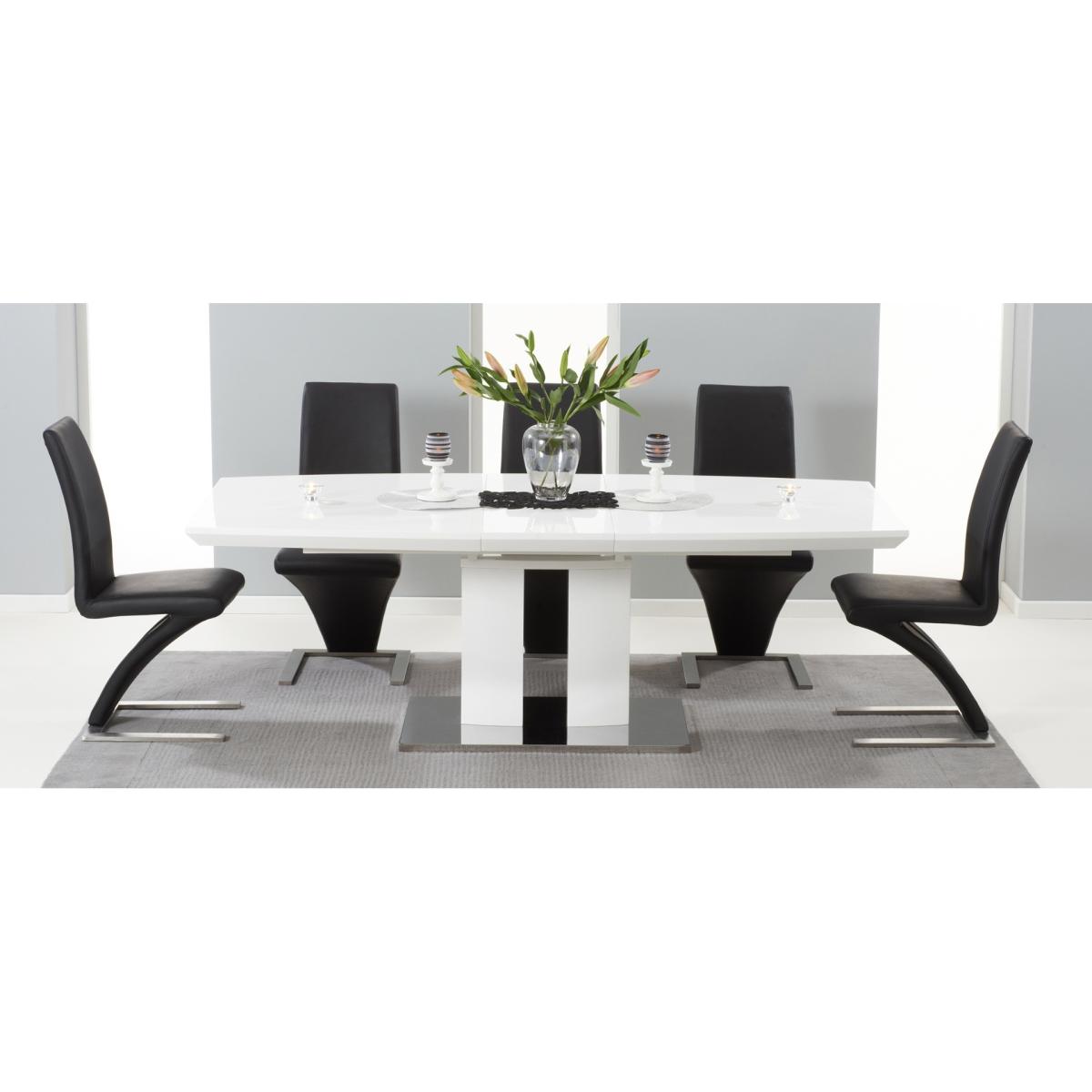 Richmond 180cm White High Gloss Extending Dining Table With 6 Grey Hampstead Z Chairs – image 9