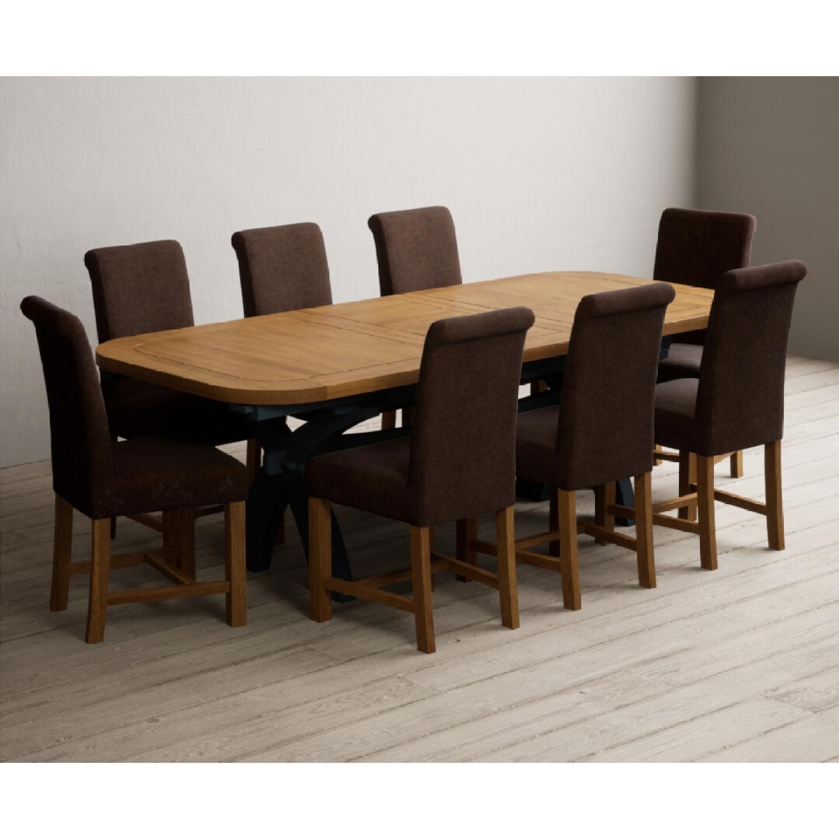 Extending Olympia 180cm Oak and Dark Blue Painted Dining Table with 12 Blue Chairs – image 27