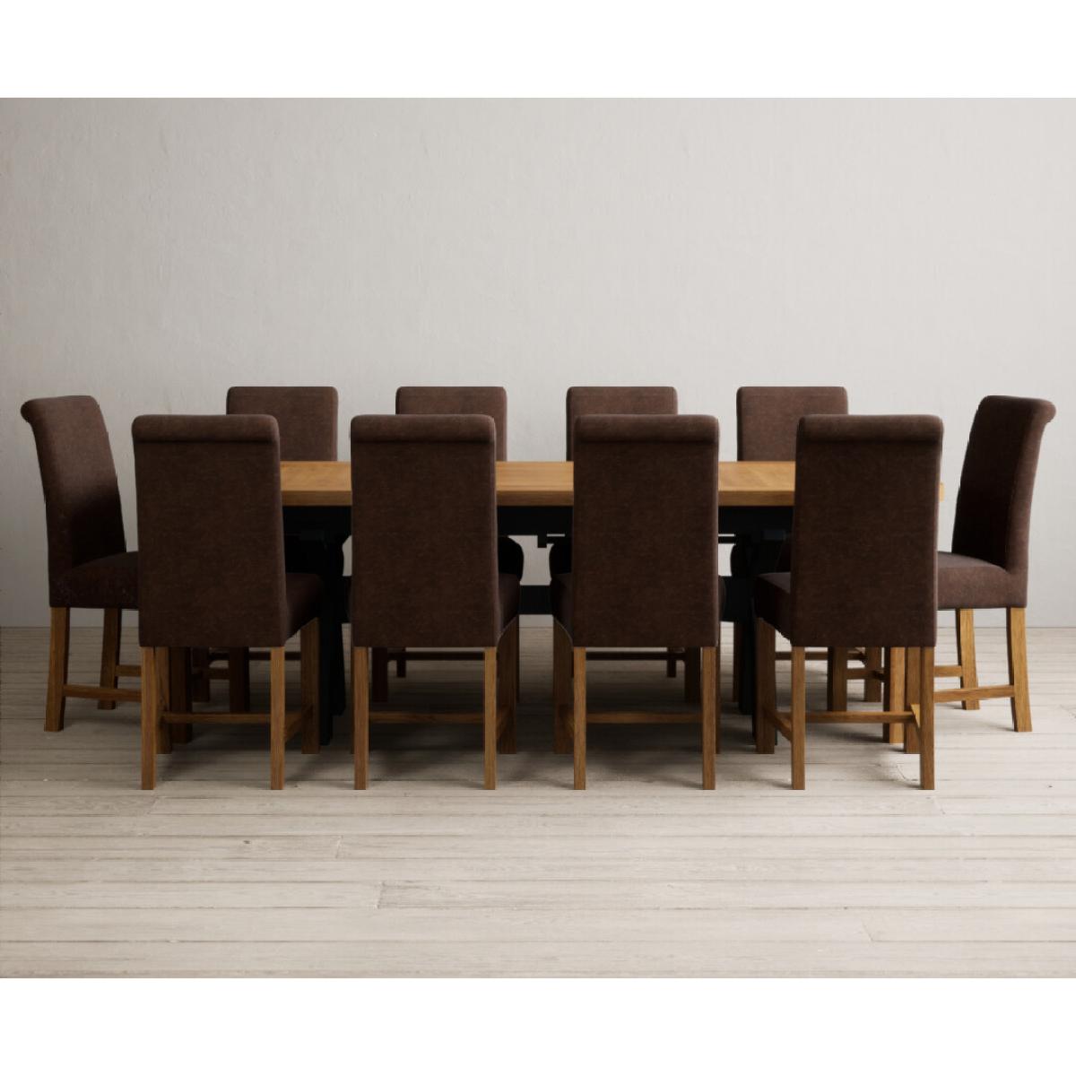 Extending Olympia 180cm Oak and Dark Blue Painted Dining Table with 12 Blue Chairs – image 29