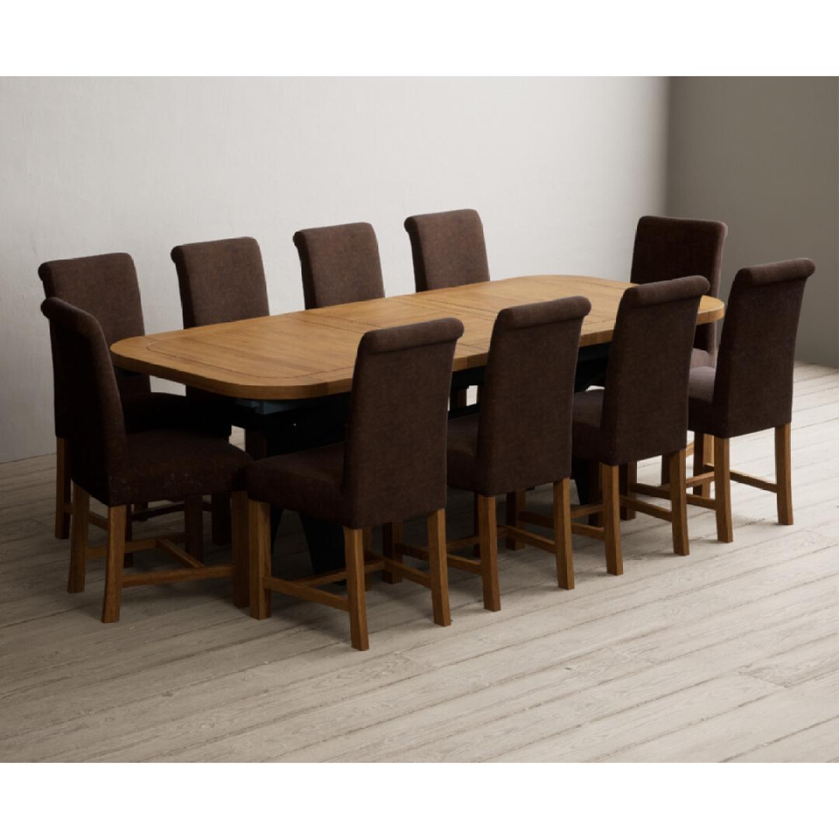 Extending Olympia 180cm Oak and Dark Blue Painted Dining Table with 12 Blue Chairs – image 30