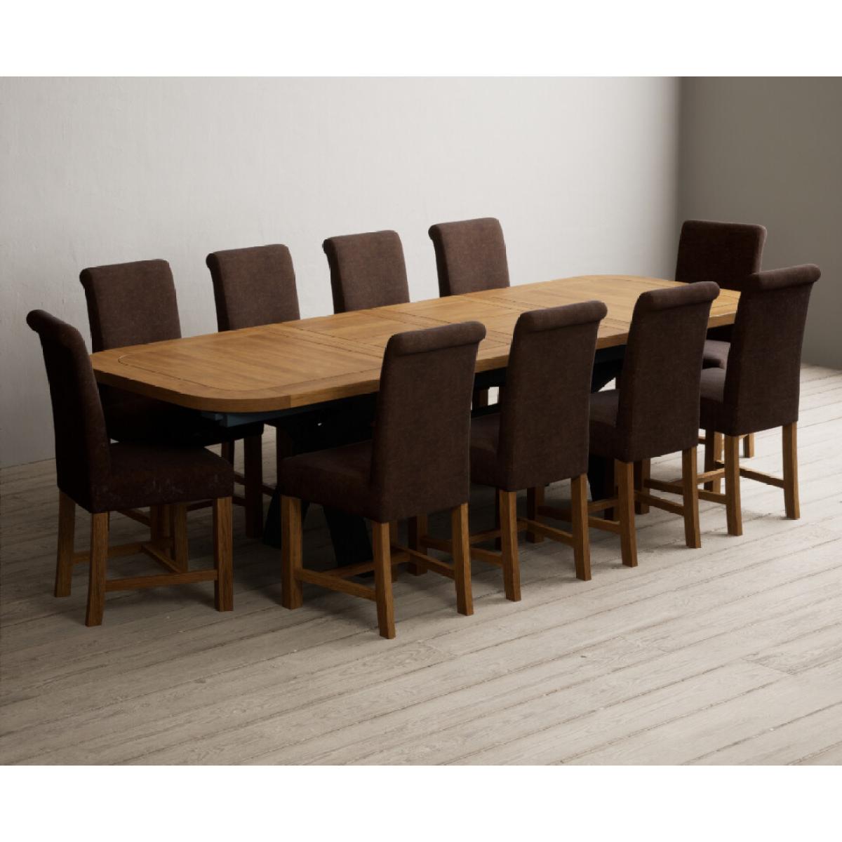 Extending Olympia 180cm Oak and Dark Blue Painted Dining Table with 12 Blue Chairs – image 33