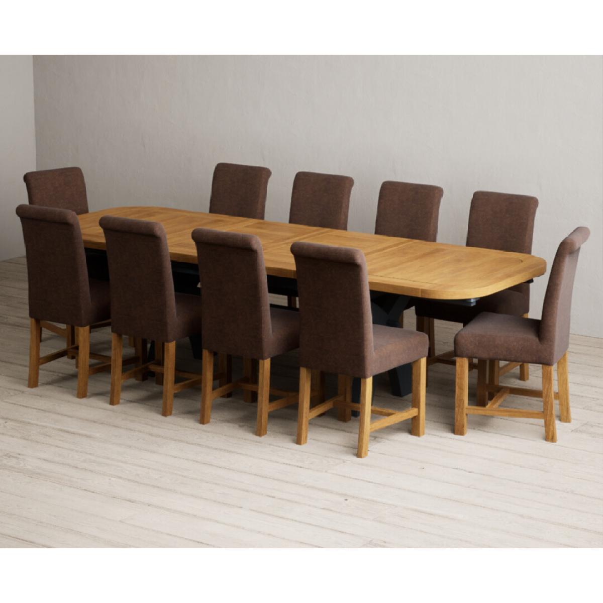 Extending Olympia 180cm Oak and Dark Blue Painted Dining Table with 12 Blue Chairs – image 34