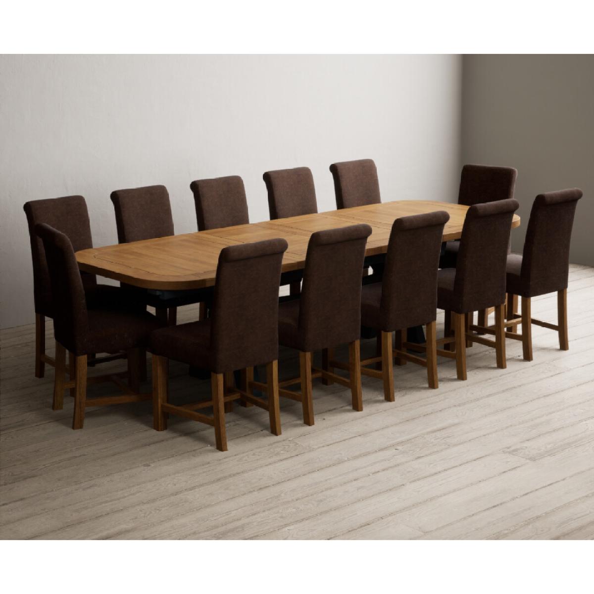 Extending Olympia 180cm Oak and Dark Blue Painted Dining Table with 12 Blue Chairs – image 36