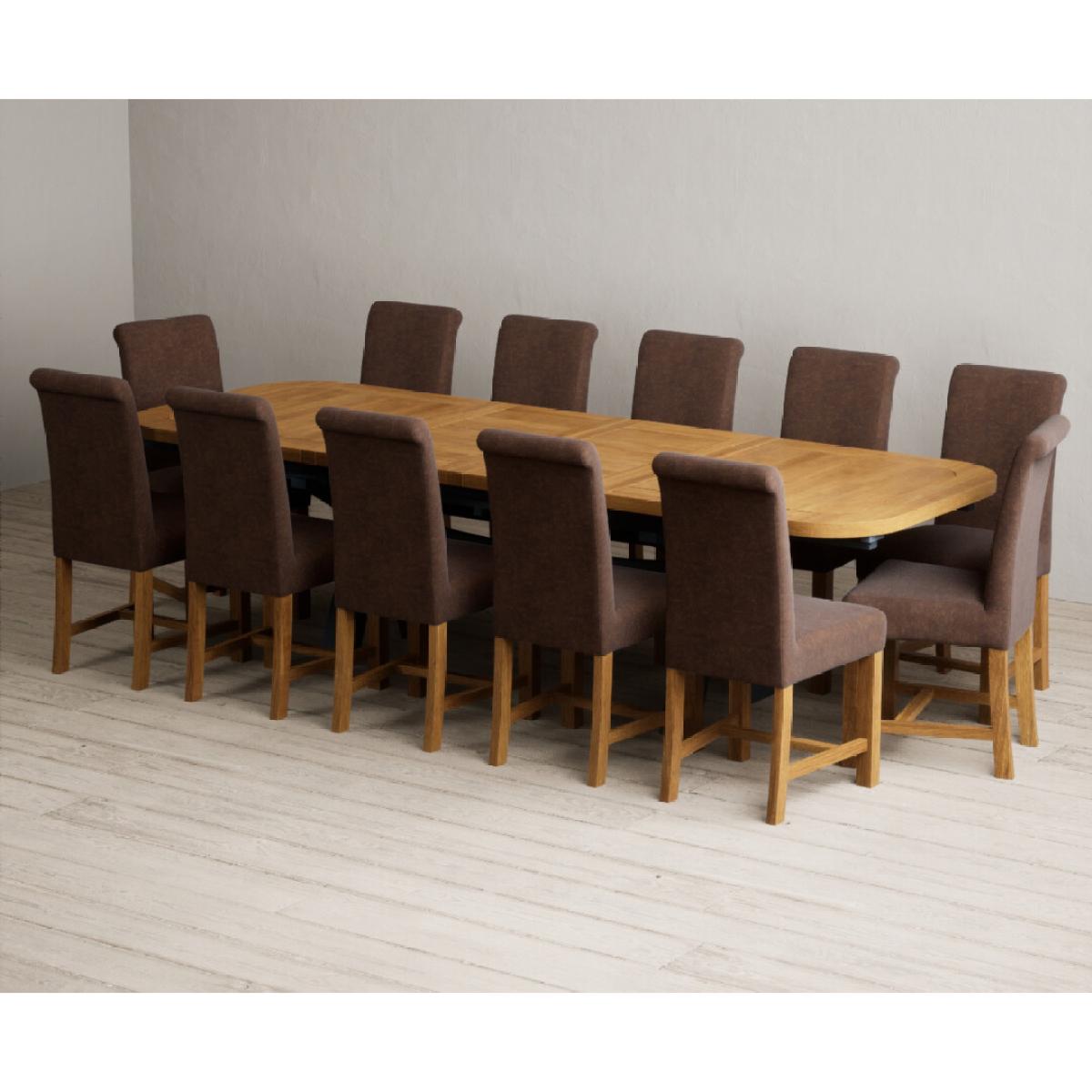 Extending Olympia 180cm Oak and Dark Blue Painted Dining Table with 12 Blue Chairs – image 37