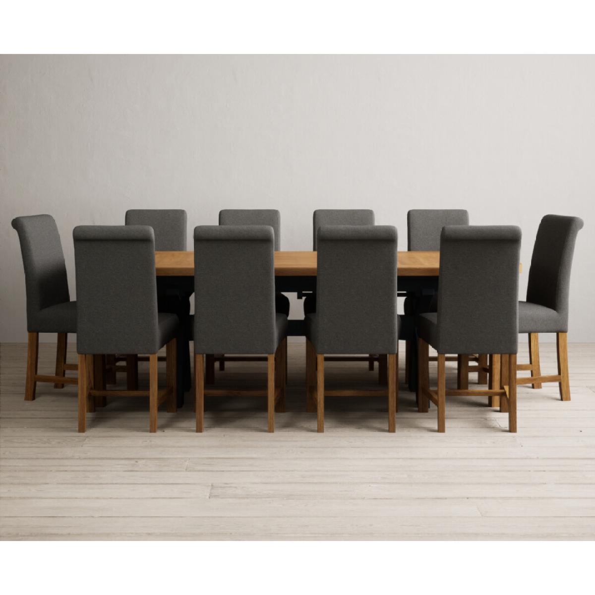 Extending Olympia 180cm Oak and Dark Blue Painted Dining Table with 12 Blue Chairs – image 46