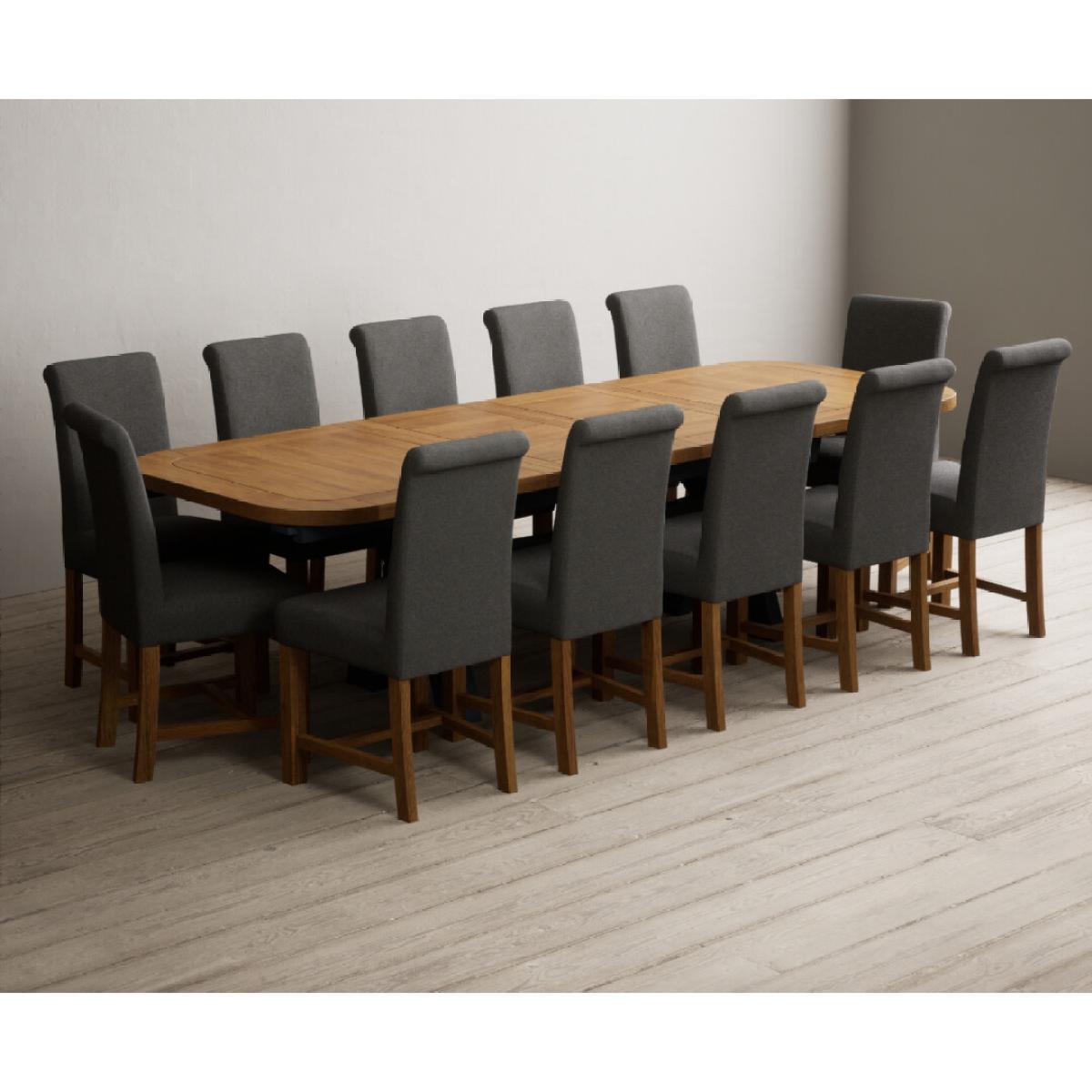 Extending Olympia 180cm Oak and Dark Blue Painted Dining Table with 12 Blue Chairs – image 53
