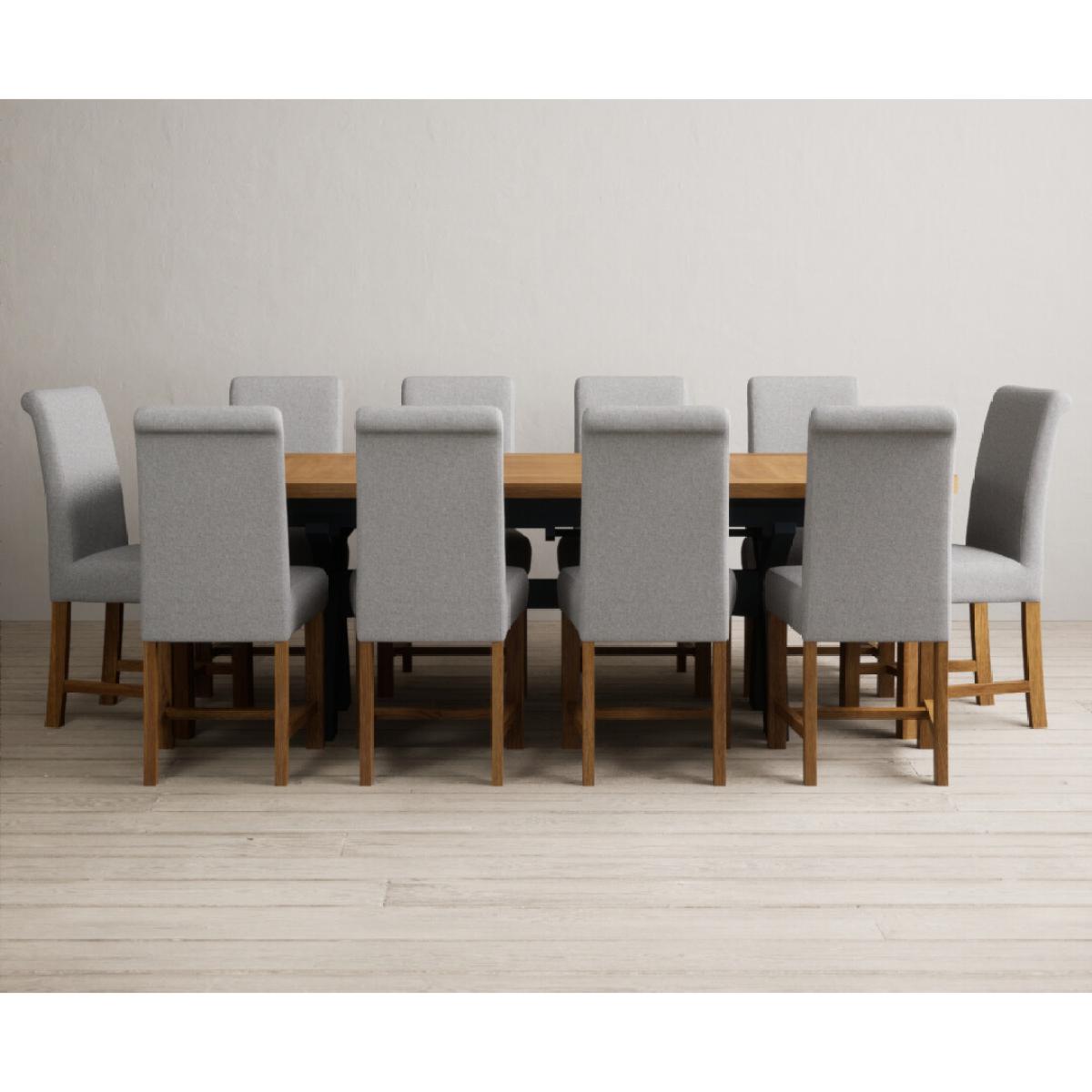 Extending Olympia 180cm Oak and Dark Blue Painted Dining Table with 12 Blue Chairs – image 67