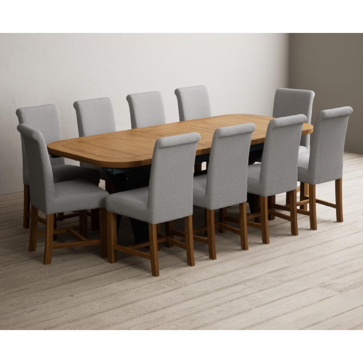 Extending Olympia 180cm Oak and Dark Blue Painted Dining Table with 12 Blue Chairs – image 68