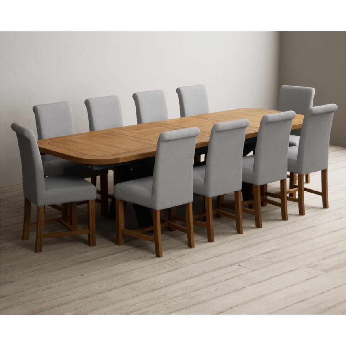 Extending Olympia 180cm Oak and Dark Blue Painted Dining Table with 12 Blue Chairs – image 71