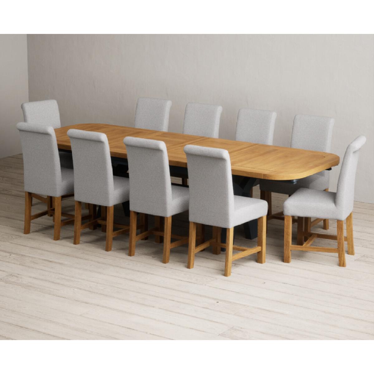 Extending Olympia 180cm Oak and Dark Blue Painted Dining Table with 12 Blue Chairs – image 72