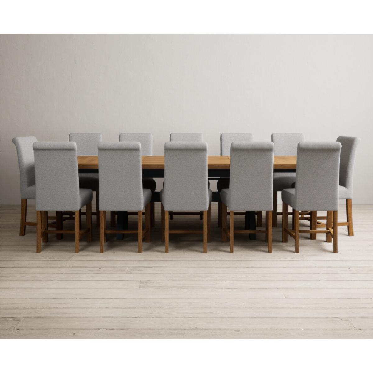 Extending Olympia 180cm Oak and Dark Blue Painted Dining Table with 12 Blue Chairs – image 73