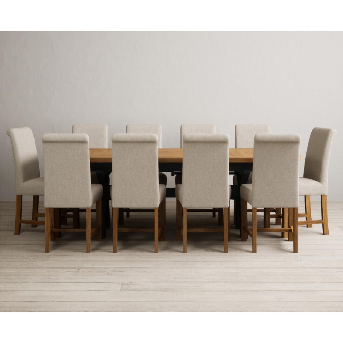 Extending Olympia 180cm Oak and Dark Blue Painted Dining Table with 12 Blue Chairs – image 86