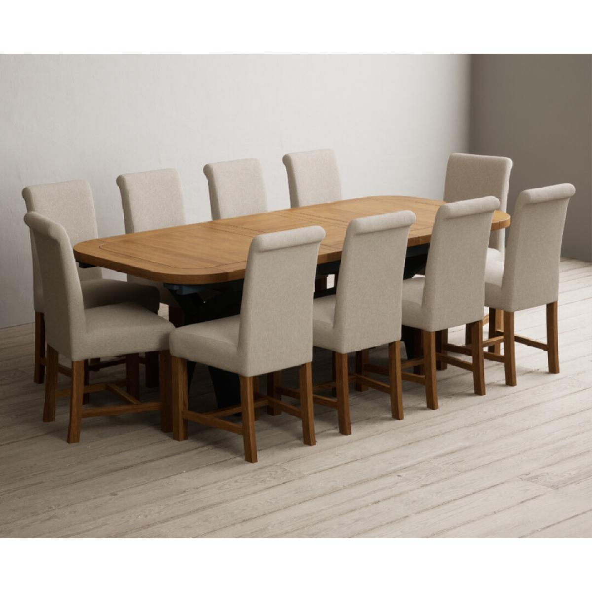 Extending Olympia 180cm Oak and Dark Blue Painted Dining Table with 12 Blue Chairs – image 87