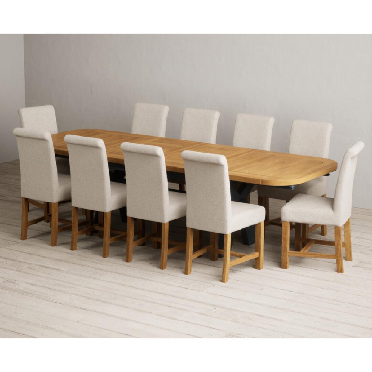Extending Olympia 180cm Oak and Dark Blue Painted Dining Table with 12 Blue Chairs – image 91