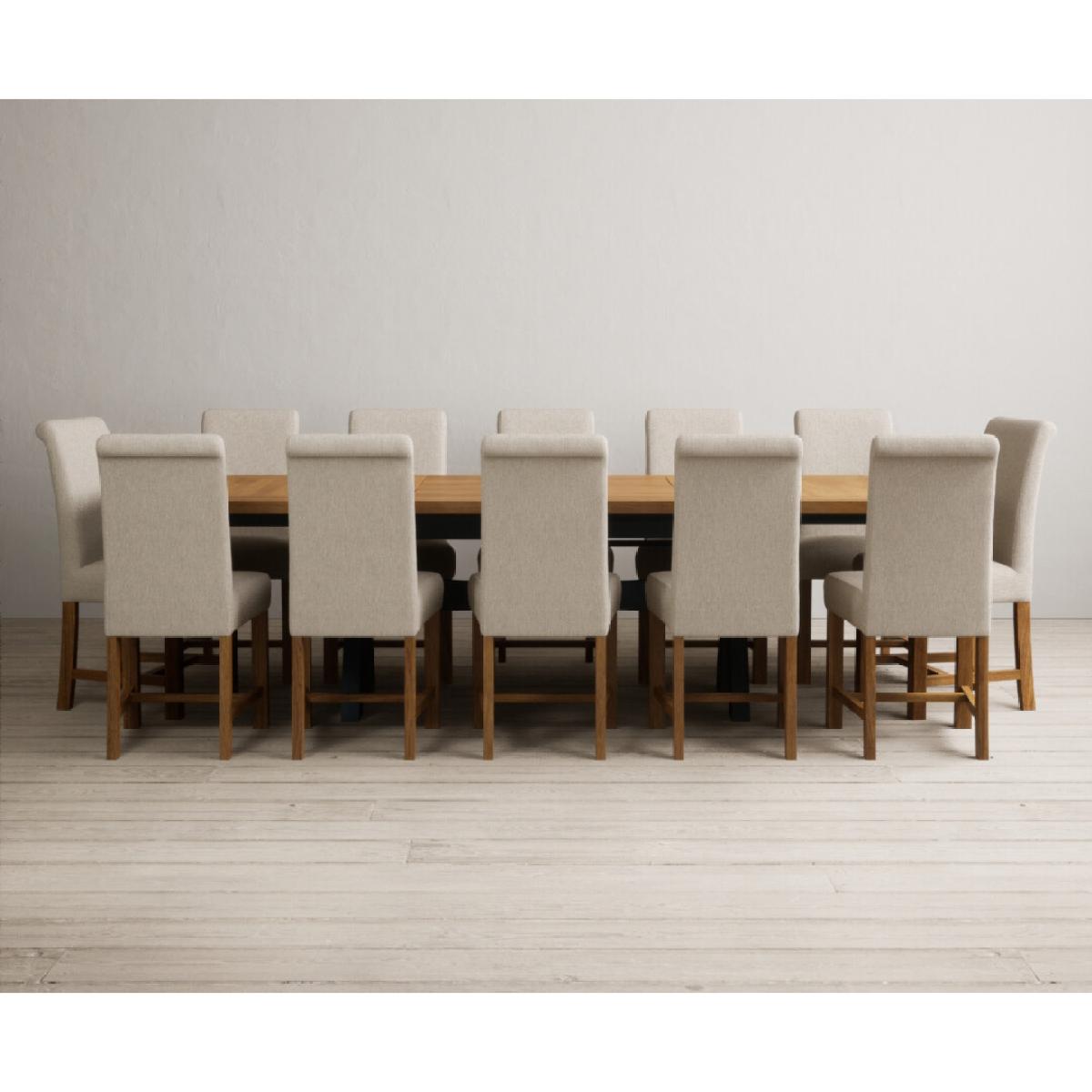 Extending Olympia 180cm Oak and Dark Blue Painted Dining Table with 12 Blue Chairs – image 92