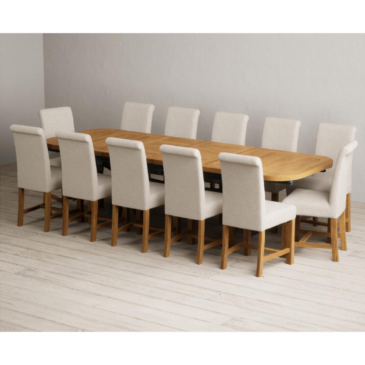 Extending Olympia 180cm Oak and Dark Blue Painted Dining Table with 12 Blue Chairs – image 94