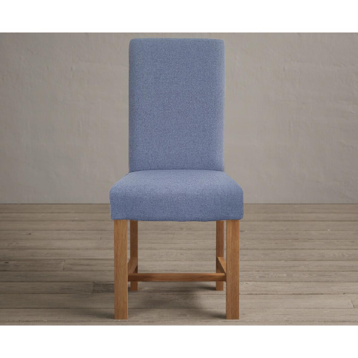Extending Olympia 180cm Oak and Dark Blue Painted Dining Table with 12 Blue Chairs – image 96