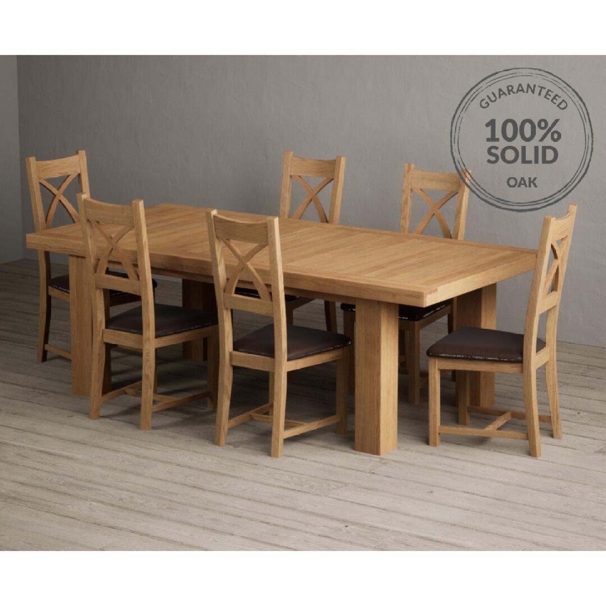 Extending Callington 230cm Oak Dining Table with 10 Oak Natural Chairs – image 2