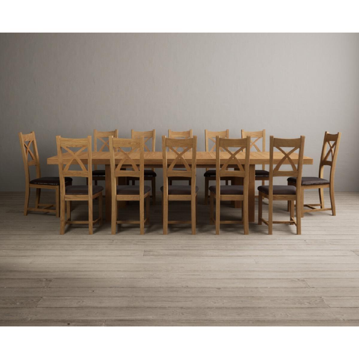 Extending Callington 230cm Oak Dining Table with 10 Oak Natural Chairs – image 11