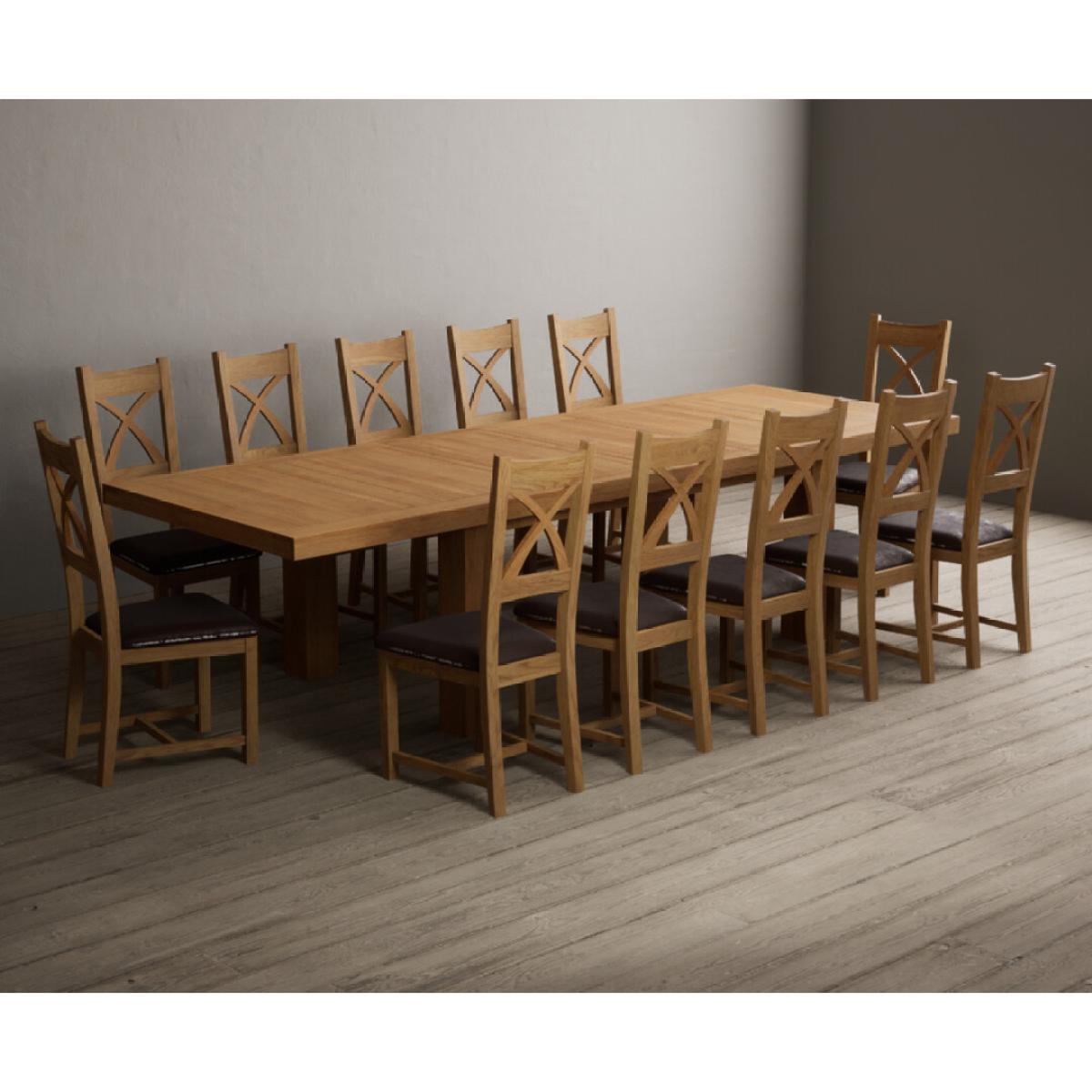 Extending Callington 230cm Oak Dining Table with 10 Oak Natural Chairs – image 12