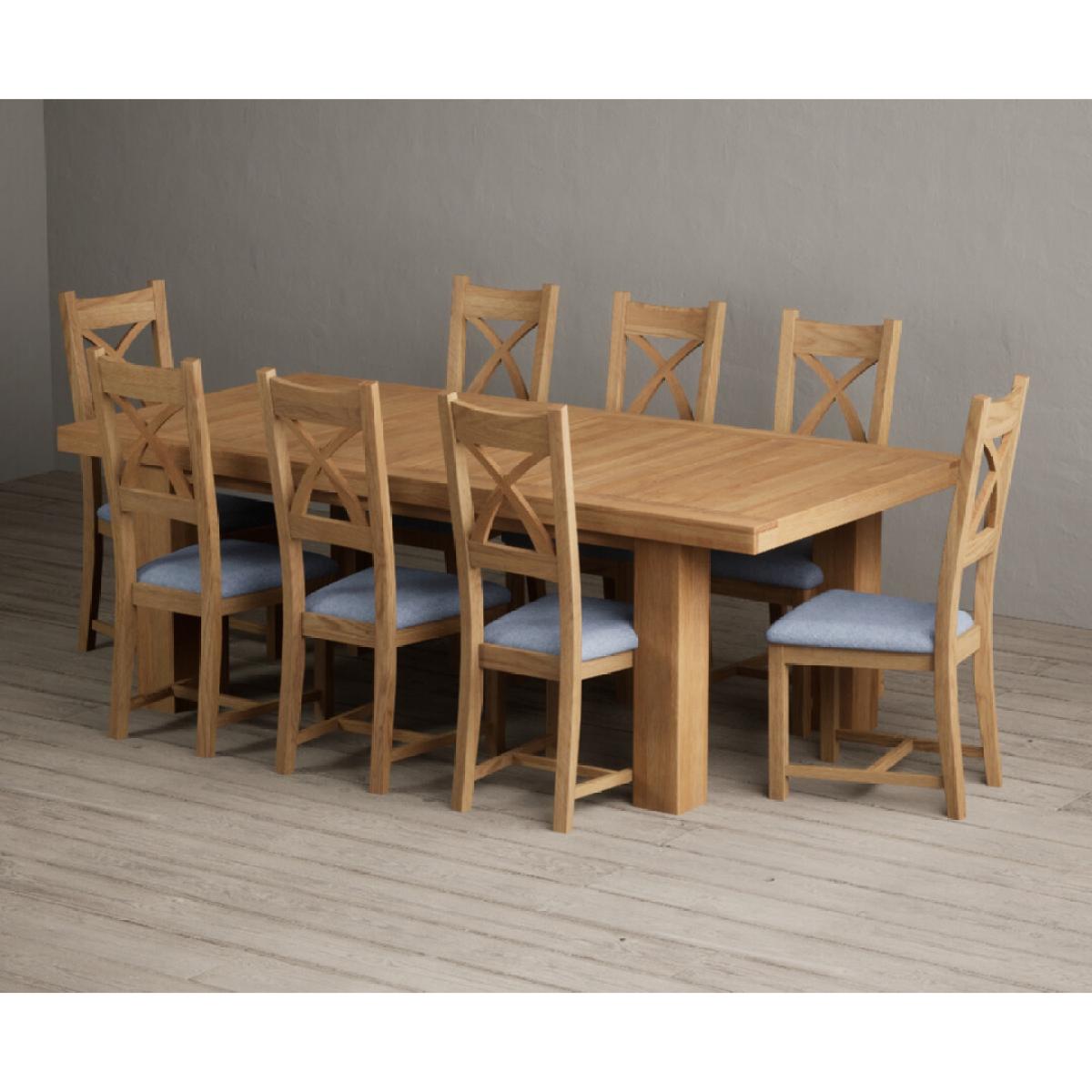 Extending Callington 230cm Oak Dining Table with 10 Oak Natural Chairs – image 19