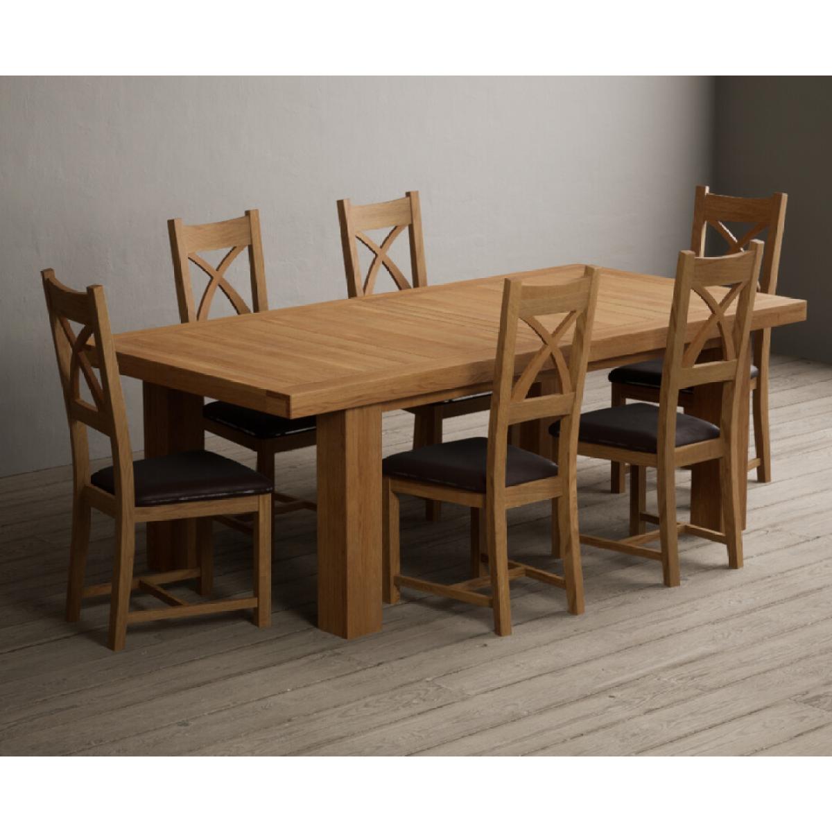 Extending Callington 230cm Oak Dining Table with 10 Oak Natural Chairs – image 3