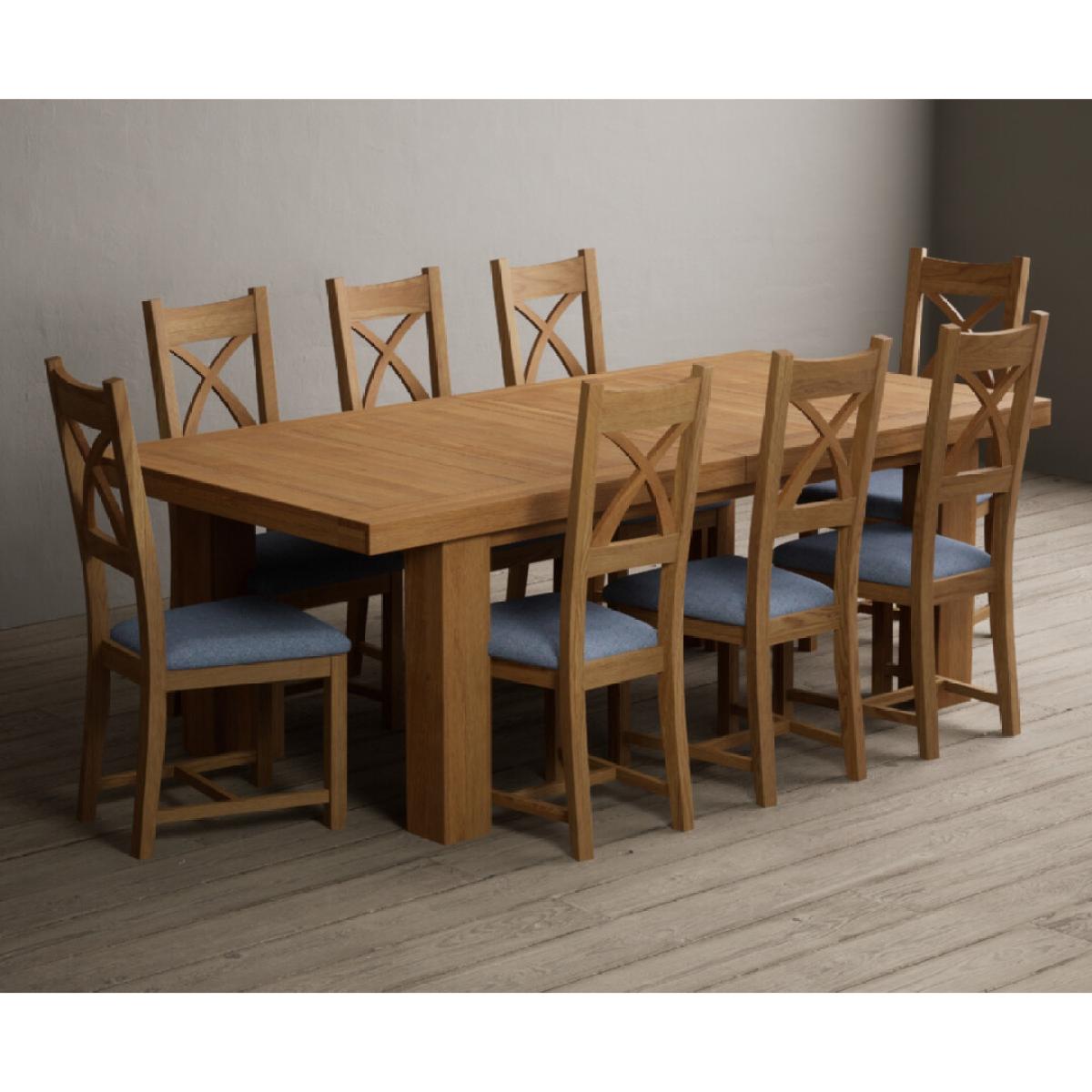 Extending Callington 230cm Oak Dining Table with 10 Oak Natural Chairs – image 21