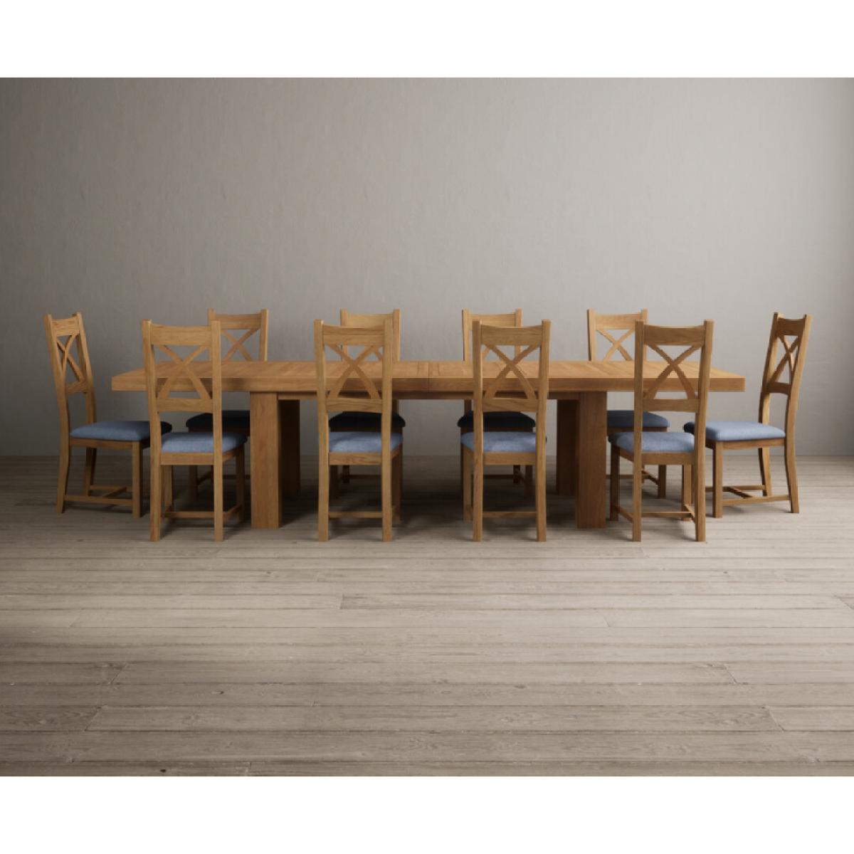 Extending Callington 230cm Oak Dining Table with 10 Oak Natural Chairs – image 23