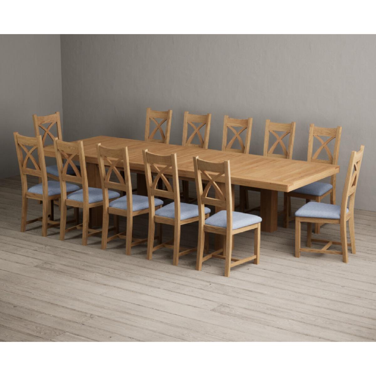 Extending Callington 230cm Oak Dining Table with 10 Oak Natural Chairs – image 25