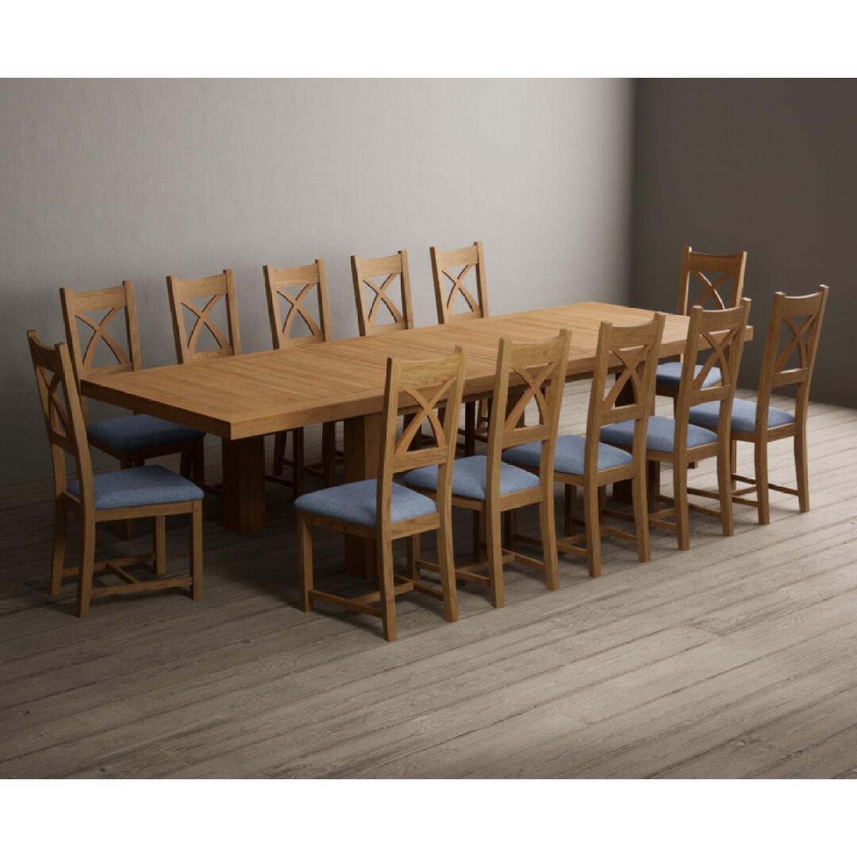 Extending Callington 230cm Oak Dining Table with 10 Oak Natural Chairs – image 27